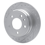 R1 82-89 BMW 633CSI Rear Left Drilled & Slotted Silver Brake Rotor