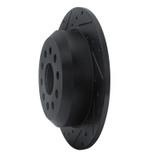 R1 18-25 Jeep Wrangler Rear Left Drilled & Slotted Black Brake Rotor