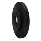 R1 94-96 Saab 900 Front Left Drilled & Slotted Black Brake Rotor