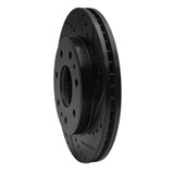 R1 09-09 Ford F-150 RWD Front Right Drilled & Slotted Black Brake Rotor