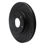 R1 02-06 Infiniti I35 Front Left Drilled & Slotted Black Brake Rotor