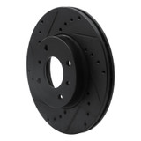 R1 93-06 Infiniti G20 Front Left Drilled & Slotted Black Brake Rotor