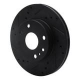 R1 94-97 Ford Aspire Front Left Drilled & Slotted Black Brake Rotor