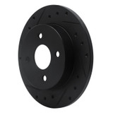 R1 91-98 Saturn SC2 Rear Left Drilled & Slotted Black Brake Rotor
