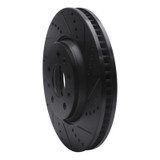 R1 03-08 Cadillac STS Front Right Drilled & Slotted Black Brake Rotor