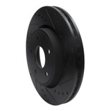R1 05-10 Jeep Commander Front Right Drilled & Slotted Black Brake Rotor