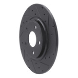 R1 12-20 Chrysler Town & Country Rear Right Drilled & Slotted Black Brake Rotor