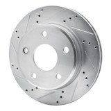 R1 05-11 Dodge Dakota 4WD Front Left Drilled & Slotted Silver Brake Rotor