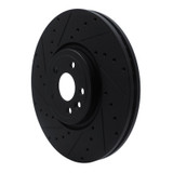 R1 2017-2020 Jaguar F-Pace Front Left Drilled & Slotted Black Brake Rotor
