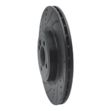 R1 09-14 Mini Cooper (Excl Clubman) Front Left Drilled & Slotted Black Brake Rotor