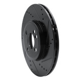 R1 07-15 Mini Cooper (Excl Clubman) Front Right Drilled & Slotted Black Brake Rotor