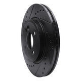 R1 02-08 Mini Cooper (Excl Clubman) Front Left Drilled & Slotted Black Brake Rotor