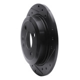 R1 02-15 Mini Cooper (Excl Clubman) Rear Right Drilled & Slotted Black Brake Rotor