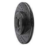R1 02-06 Mini Cooper (Excl Clubman) Front Right Drilled & Slotted Black Brake Rotor