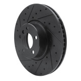 R1 16-18 BMW X4 Left Front Drilled & Slotted Black Brake Rotor