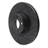 R1 16-18 BMW X4 Right Front Drilled & Slotted Black Brake Rotor