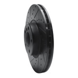 R1 07-18 BMW X5 Front Left Drilled & Slotted Black Brake Rotor