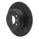 R1 00-06 BMW X5 Rear Left Drilled & Slotted Black Brake Rotor