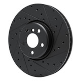 R1 16-25 BMW 330e Left Front Drilled & Slotted Black Brake Rotor
