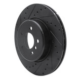 R1 10-19 BMW 535I GT Rear Left Drilled & Slotted Black Brake Rotor