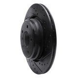 R1 95-03 BMW 750IL Rear Right Drilled & Slotted Black Brake Rotor