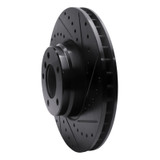 R1 95-01 BMW 750IL Front Right Drilled & Slotted Black Brake Rotor