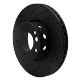 R1 91-93 BMW M5 Front Left Drilled & Slotted Black Brake Rotor