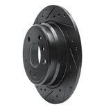 R1 89-95 BMW 530I Rear Left Drilled & Slotted Black Brake Rotor