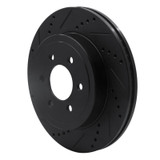 R1 03-04 Dodge Dakota 4WD Front Left Drilled & Slotted Black Brake Rotor