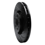 R1 04-07 Volvo V70 Front Right Drilled & Slotted Black Brake Rotor