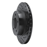 R1 87-90 Dodge Dakota 4WD Front Right Drilled & Slotted Black Brake Rotor