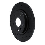 R1 17-25 Chrysler Voyager Rear Right Drilled & Slotted Black Brake Rotor