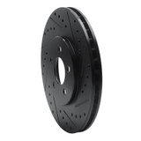 R1 95-06 Chrysler CIRRUS Front Right Drilled & Slotted Black Brake Rotor