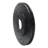 R1 95-00 Chrysler CIRRUS Front Left Drilled & Slotted Black Brake Rotor