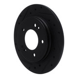 R1 17-25 Hyundai Elantra GT Rear Left Drilled & Slotted Black Brake Rotor