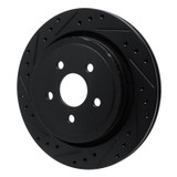 R1 89-95 Chrysler LeBaron Rear Left Drilled & Slotted Black Brake Rotor