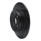 R1 14-25 BMW i3 Rear Left Drilled & Slotted Black Brake Rotor