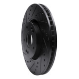 R1 15-19 Kia Soul EV Front Left Drilled & Slotted Black Brake Rotor