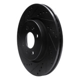 R1 12-23 Hyundai Accent Front Left Drilled & Slotted Black Brake Rotor