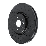 R1 16-24 Jaguar XF Front Right Drilled & Slotted Black Brake Rotor
