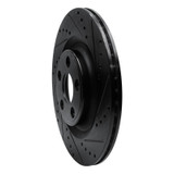 R1 14-21 Jaguar F-Type Rear Right Drilled & Slotted Black Brake Rotor