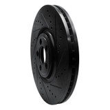 R1 10-24 Jaguar XKR Front Right Drilled & Slotted Black Brake Rotor