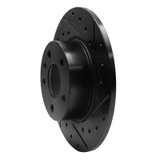 R1 91-95 Alfa Romeo 164 Rear Right Drilled & Slotted Black Brake Rotor