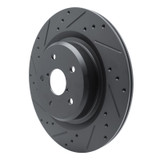 R1 -25 Subaru Ascent Rear Left Drilled & Slotted Black Brake Rotor
