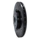 R1 18-25 Subaru WRX Front Left Drilled & Slotted Black Brake Rotor
