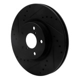 R1 17-23 Subaru Impreza Front Left Drilled & Slotted Black Brake Rotor