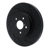 R1 17-23 Subaru Impreza Front Right Drilled & Slotted Black Brake Rotor
