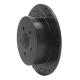 R1 05-09 Subaru Legacy Rear Right Drilled & Slotted Black Brake Rotor
