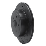 R1 05-07 Subaru Impreza Rear Right Drilled & Slotted Black Brake Rotor