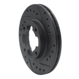R1 87-94 Subaru Justy Front Right Drilled & Slotted Black Brake Rotor